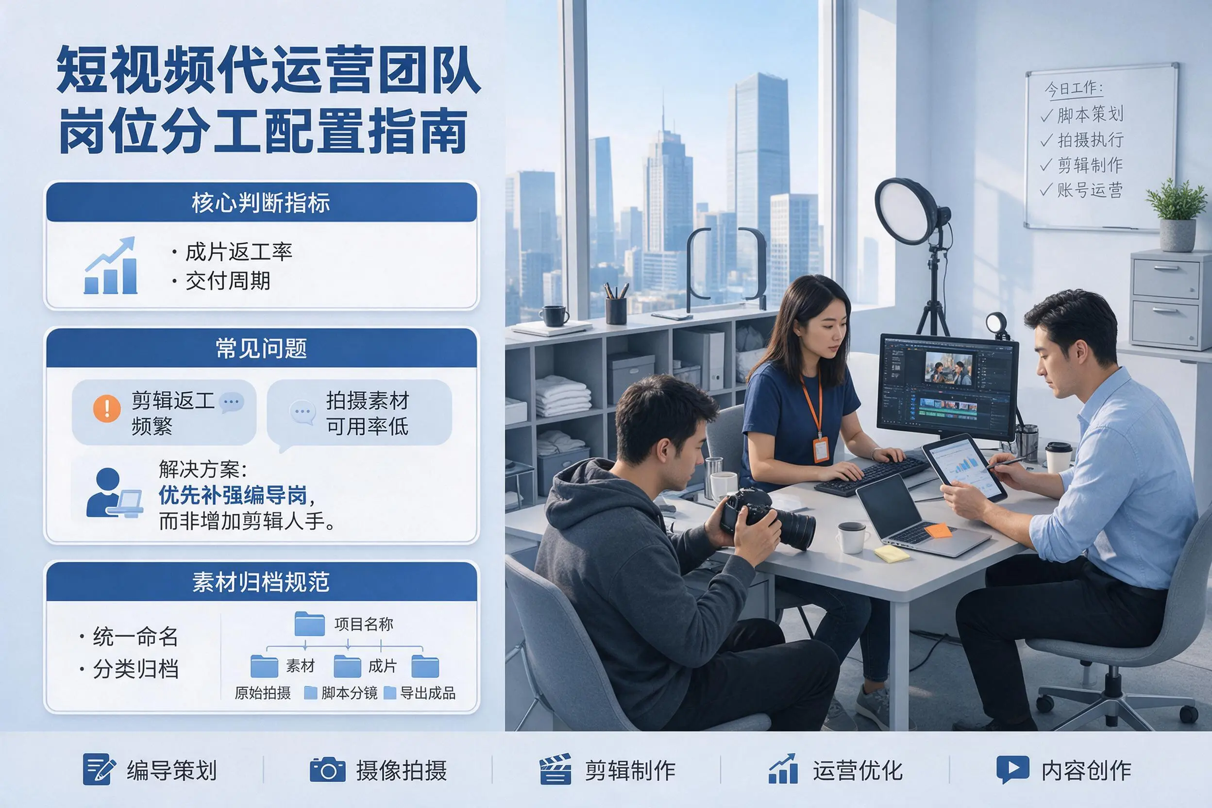 短视频代运营团队如何配置?台州企业岗位分工科普说明