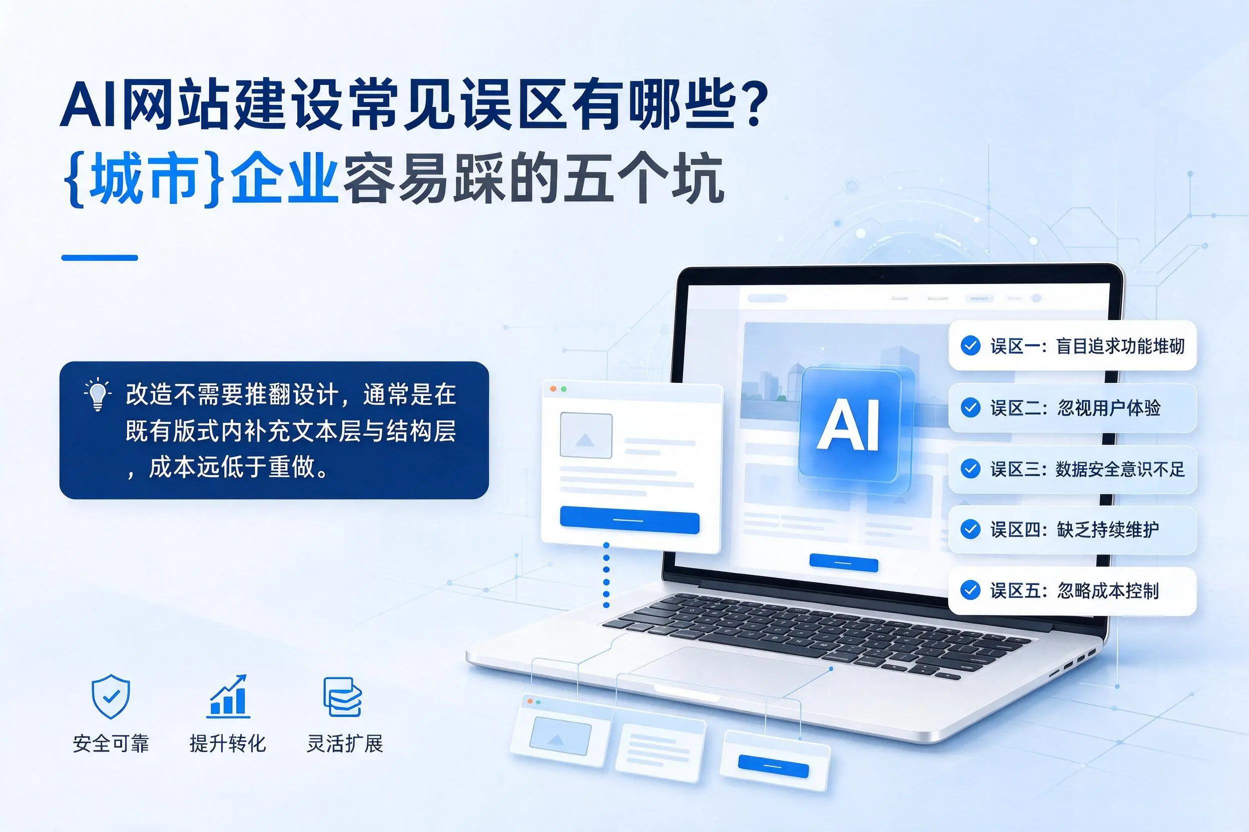 AI网站建设常见误区有哪些?台州企业容易踩的五个坑